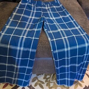 Forever 21 Blue Plaid Wide Leg Pants